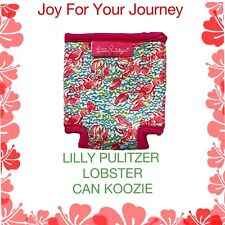 LILLY PULITZER LOBSTER Ocean Wave Can Drink KOOZIE Red Pink Turquoise Green NWOT picture