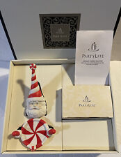Party Lite Ceramic Tealight Candle Holder Peppermint Starlight Santa Snuffer Set picture