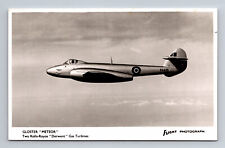 RPPC WWII RAF Gloster Meteor Jet Fighter FLIGHT Photograph Postcard picture