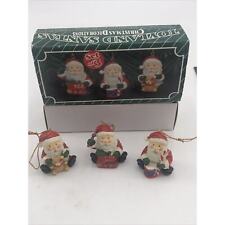 Santa's Toyland Set of 3 Santa Christmas Tree Ornaments 1990's Miniatures picture