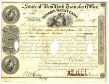 State of New York Transfer Office Genesee Valley Canal - Stock Certificate - Can picture