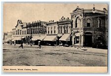 c1920's Vine Street People Cross Buildings Dirt Road West Union Iowa IA Postcard picture