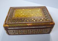Vintage Wood Jewelry Trinket Box Very Intricate Design All Over ~ Velvet Lined picture