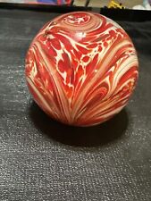 Vintage Murano Oxblood And White Swirl Hand Blown Paperweight picture