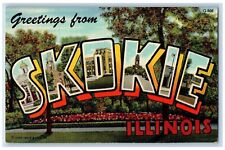 Skokie Illinois IL Postcard Greetings Big Jumbo Letters Multiview c1940 Vintage picture