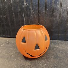 Vintage Halloween PUMPKIN Plastic Blow Mold  Candy Pail Bucket 6in picture
