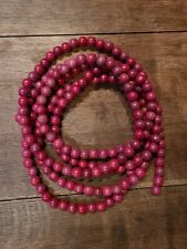 Vintage Red Cranberry Wood Bead Christmas Garland Strand Wooden Beads 9’  picture