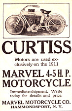 Curtiss Motors,  Marvel Motorcycle Co NY, Small Vtg Magazine Print Ad Undated picture