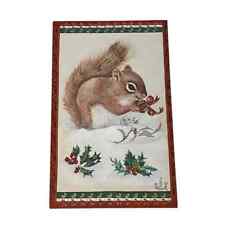 Postcard The Squirrels Gift Christmas Holly Artist Signed Judy Mastrangelo A344 picture