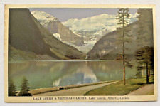 Lake Louise & Victoria Glacier Lake Louise Alberta Canada Mountain VTG Postcard picture