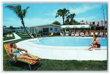 c1960's Pool in Palm Ocean Villas Pompano Beach Florida FL Vintage Postcard picture