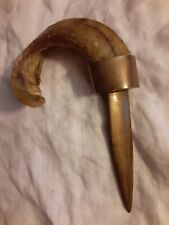 Vintage Solid Brass Letter Opener with Curved Horn Handle -RARE picture