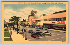 c1940s Vine Street Sunset Boulevard Hollywood California Vintage Postcard picture
