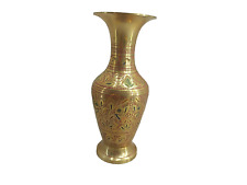 Vintage Decorative Engraved Brass Vase Made in India Original Old Antique unique picture