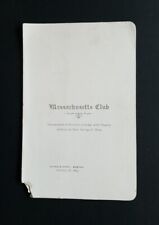 1899 Massachusetts Club Address By Hon. George F Hoar MENU Young's Hotel, Boston picture