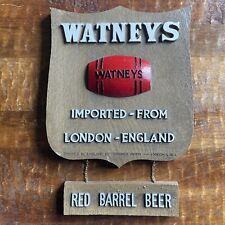 Rare Vintage Complete 2pc Watney Red BARREL Wall Display Beer Sign 12
