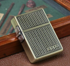 Zippo 1935 Replica Grill Mesh Logo Antique Brass Double Sided Etching Lighter picture