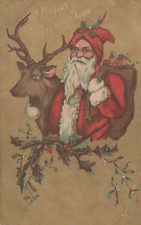 Fantasy Santa Claus/ Reindeer postcard u1910 picture