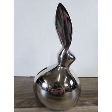 METAL RABBIT BUNNY BANK SILVER COLOR HAS STOPPER  READ picture