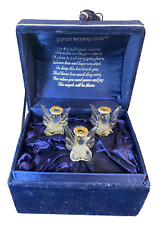 Swarovski Glass Hand Spun 18K Gold Crystal Angels Set Of 3 In Music Box Working picture