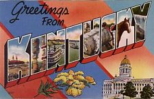 Greetings From Kentucky ~Vintage Linen Postcard. Q069 picture