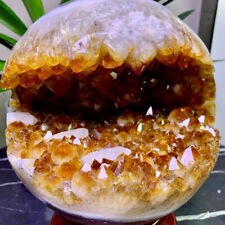 20.68LB Natural Citrine geode quartz crystal open smile sphere Museum Collection picture