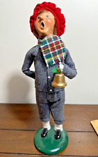 Byers Choice Carolers Young Victorian Boy In Winter Thermals Holding A Bell 1996 picture