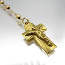 Dainty 14k Italian Rosary Beads Tri-Colored Gold Crucifix picture