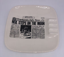 VINTAGE CERAMIC ASH TRAY WAPAKONETA DAILY NEWS ARMSTRONG NEIL STEPS ON THE MOON picture