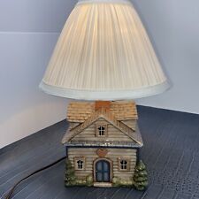 Hand Painted Artist Signed Susan Davinis Cozy Cottage 1989 Leviton Table Lamp picture