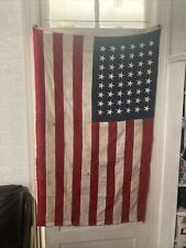 VTG 1959 Defiance Cotton Bunting 48 Star Annin American Flag Sewn Stars 3' x 5' picture