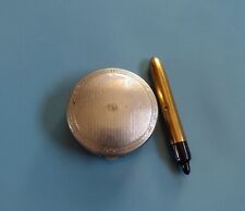 Antique Deauville Richard Hudnut Compact Silver Tone + Gold Tone Compact Brush  picture