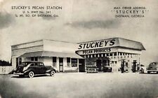 Stuckey's Pecan Station Eastman Georgia GA Old Cars Gas Pumps 1941 Postcard picture