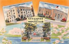 Greetings From Monticello Arkansas Multi-View Linen Postcard picture