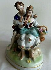 ANTIQUE UNTERWEISSBACH PORCELAIN HAND PAINTED COUPLE FIGURINE CIRCA 1940 GERMANY picture