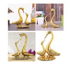 Elegant Metal Swan Ornate Kissing Ducks Feng Shui Home Décor Showpiece Gifts picture