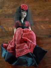 Vintage Dolls Of The World Madame Alexander Blue Eyes Red Dress Black Hair Girl picture