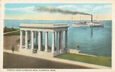 Plymouth MA Massachusetts, Portico Plymouth Rock Steamship, Vintage Postcard picture