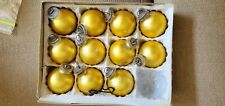 Vintage Gold Tone Glass Christmas Ornaments (11) about 1.5
