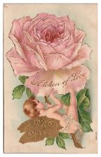 Vintage Embossed A Token of Love Postcard c1908 Cupid with Flower Ser 723 picture