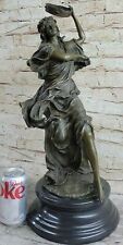 Estate Dancing Girl w Tambourine Large Empire Bronze on Marble Base 30LBS Statue picture