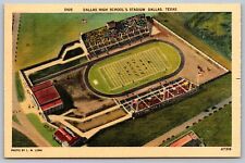 1930s Dallas High School Stadium Athletic Field Texas TX Aerial Postcard J11 picture