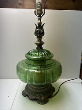 Vintage 1960s Green Glass Lamp. Tested.  picture