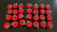 lot of 28 Vintage Lacquered Red Apples Christmas Ornaments 1.75” picture