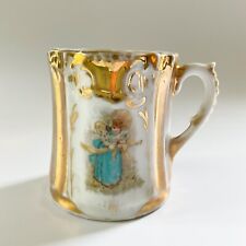 Antique Victorian Mug Little Girl with a Hat Gold Embellishment picture