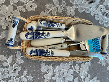 Holland Delft Assort Utencils Cheese Graters Slicer Vintage Hand Painted &Basket picture