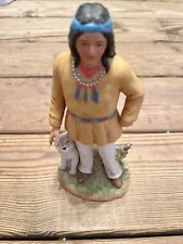 Vtg Homco 1404 Native American Man and Wolf Brave Heart Porcelain Figurine 8