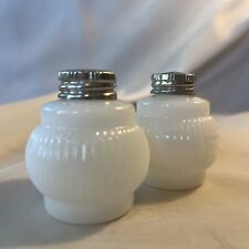 2 VTG Milk Glass S&P Shakes Ribbed Glass 2” picture