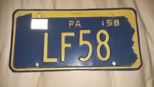 VERY RARE PENNSYLVANIA 1958 LICENSE PLATE DOUBLE 58 YELLOW ON BLUE PA LF58 LOOK  picture