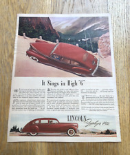 Full page Magazine print ad- 1941 Lincoln Zephyr V-12 Automobile Sings in High G picture